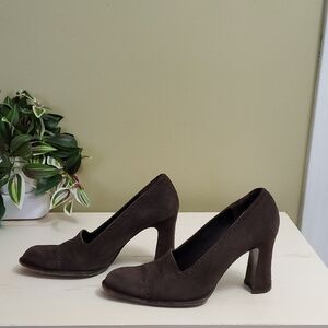 Di Nuccio | Vintage Brown Suede Heeled Loafers Pumps Sz 36 1/2